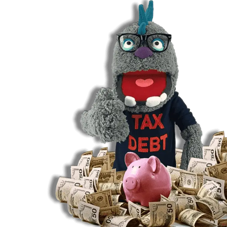 tax debt monster money piggy bank